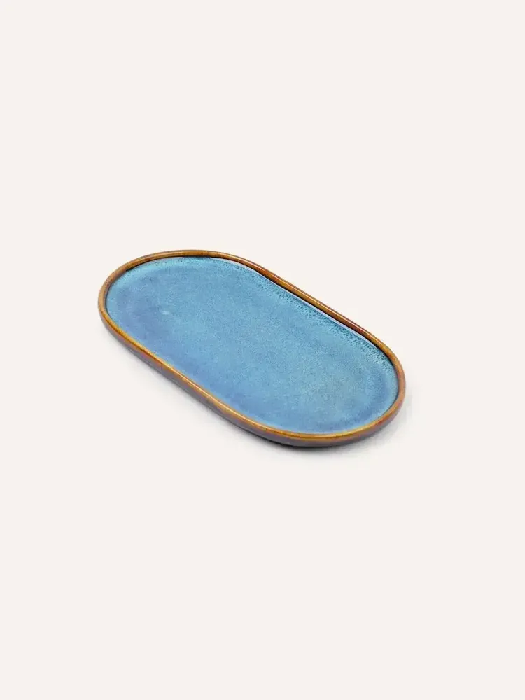Assiettes au quotidien - Assiette ovale : 26 cm x 15 cm, émail Hoa Bien bleu (vendu par 2) - L INDOCHINEUR X RIVÊT
