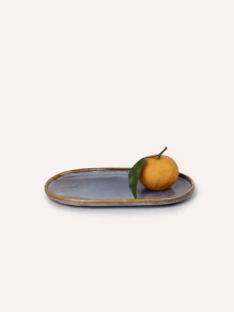 Assiettes au quotidien - Assiette ovale : 26 cm x 15 cm, émail Hoa Bien bleu (vendu par 2) - L INDOCHINEUR X RIVÊT