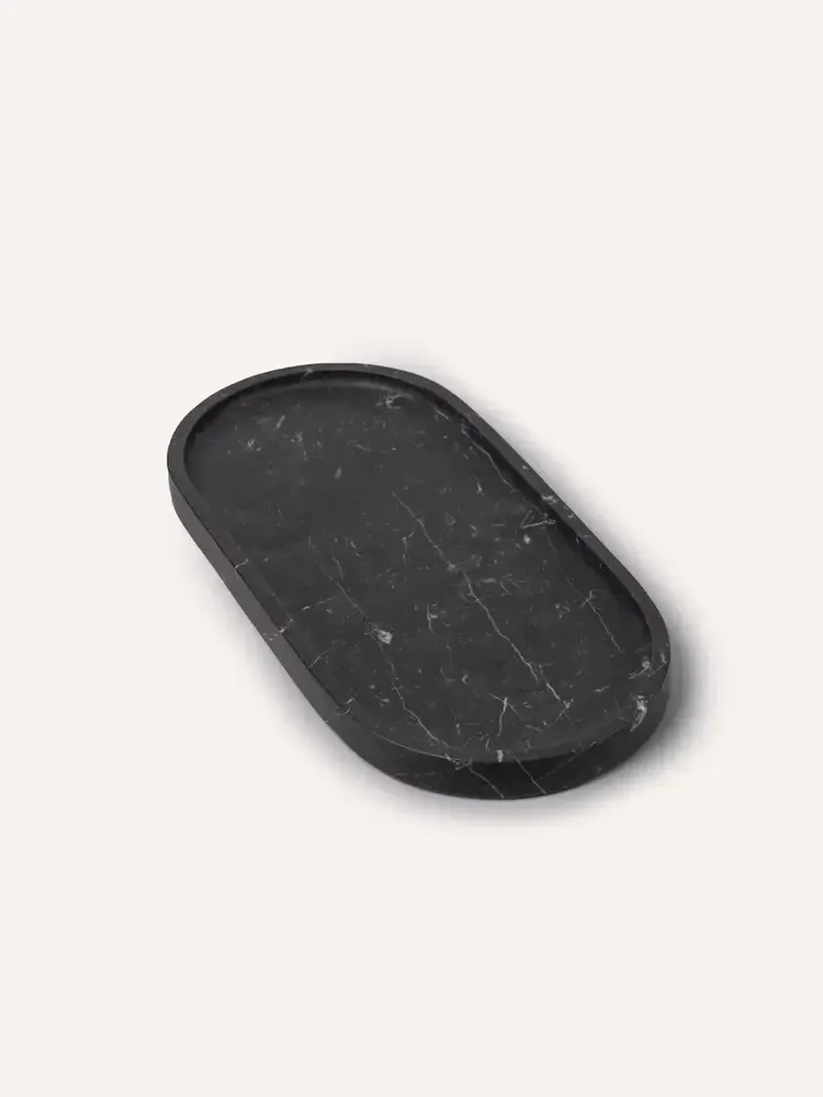 Trays - XL black marble oval tray - L INDOCHINEUR X RIVÊT