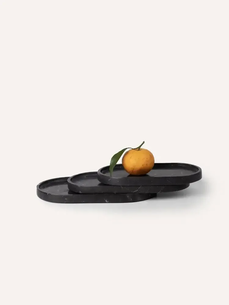 Trays - XL black marble oval tray - L INDOCHINEUR X RIVÊT