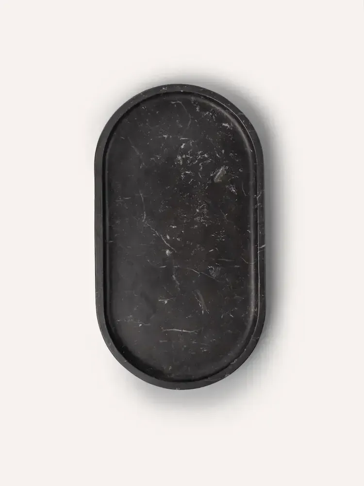 Trays - XL black marble oval tray - L INDOCHINEUR X RIVÊT
