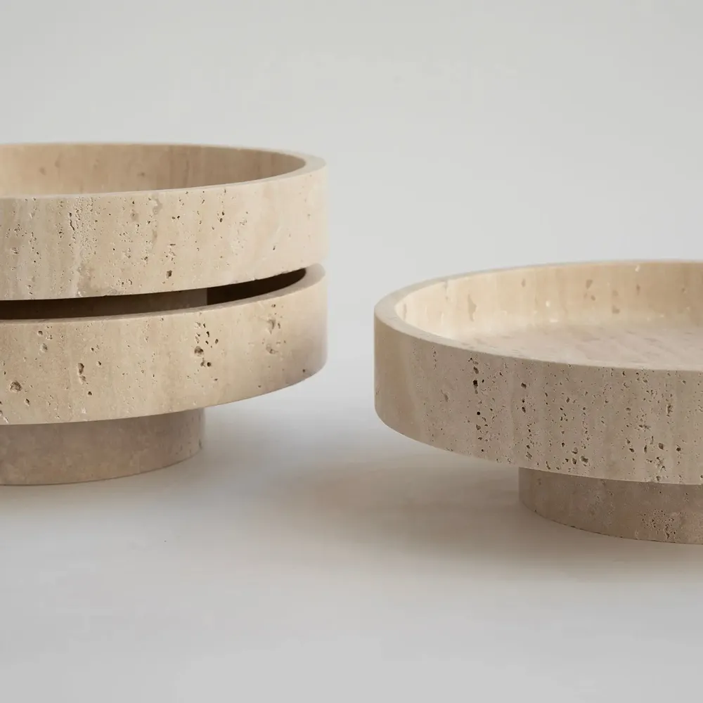 Platter and bowls - 'CYCLO' TRAVERTINE BOWL - KIWANO CONCEPT