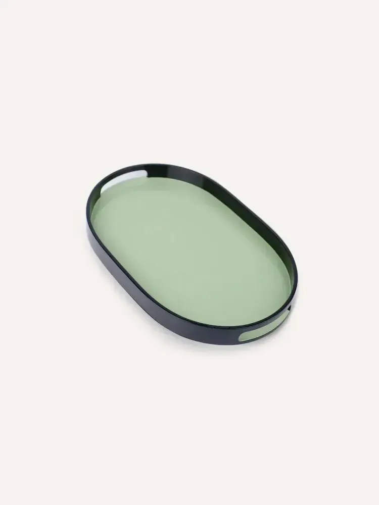 Bols - Set de 2 plateaux ovals 45 X 28 - 40 X 25 Jade/Noir et Noir/Jade - L INDOCHINEUR X RIVÊT