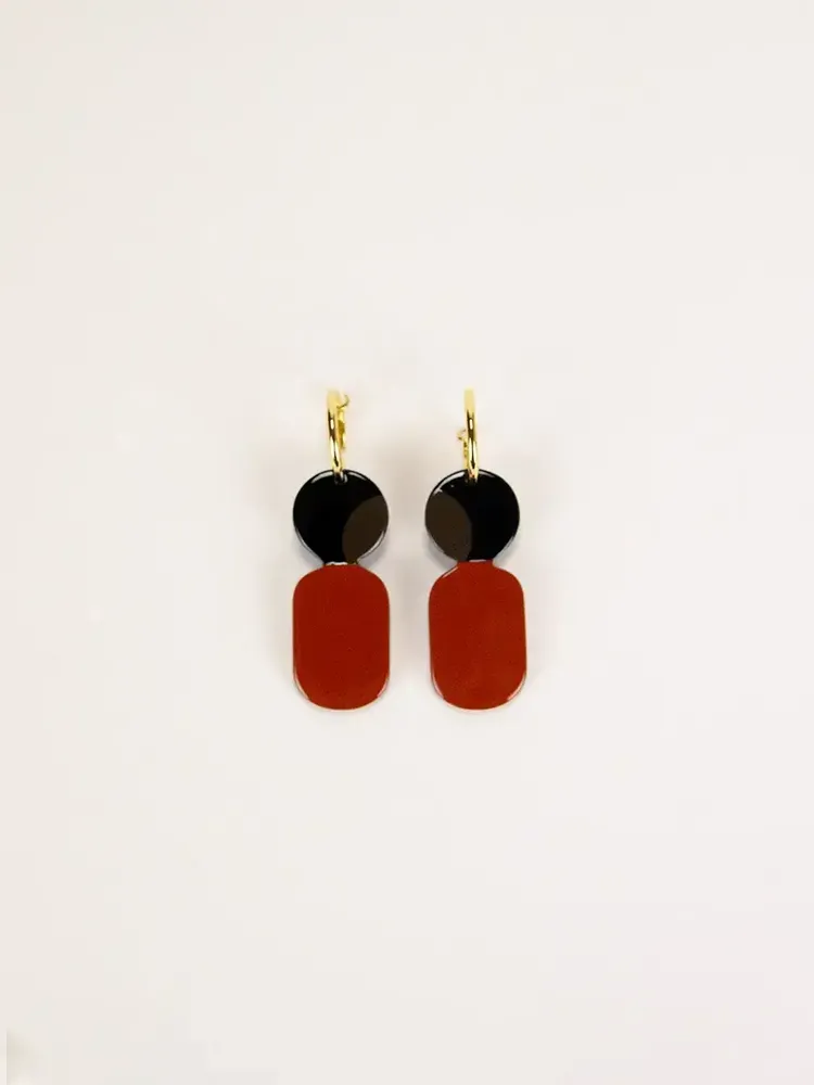 Jewelry - Mini hoop earrings in black horn and Khaki lacquer - L INDOCHINEUR X RIVÊT