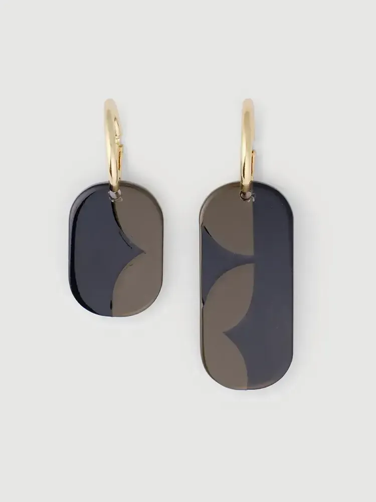 Jewelry - Nymphe Mini hoop earrings in black horn and Khaki lacquer - L INDOCHINEUR X RIVÊT