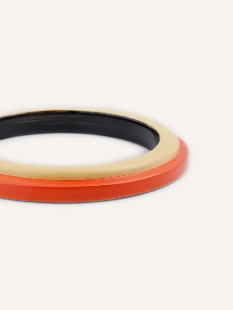 Bracelets - Bracelet Tu Vi en corne et laque 2 couleurs, bois et feu, taille S - L INDOCHINEUR X RIVÊT