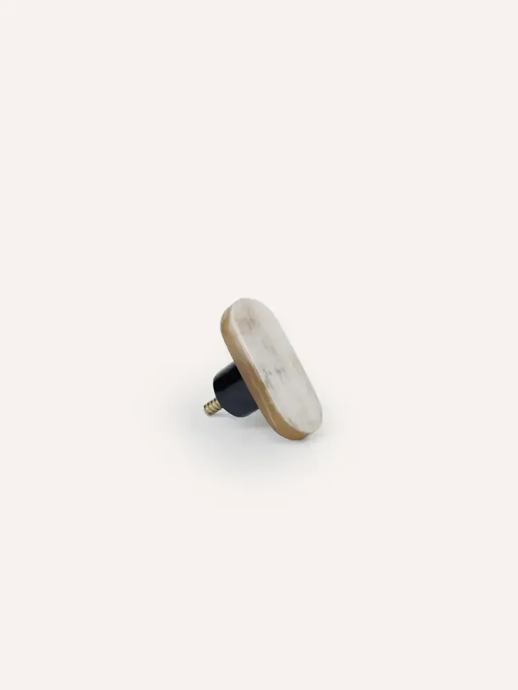 Mounting accessories - Oval furniture knob, black natural stone, F - L INDOCHINEUR X RIVÊT