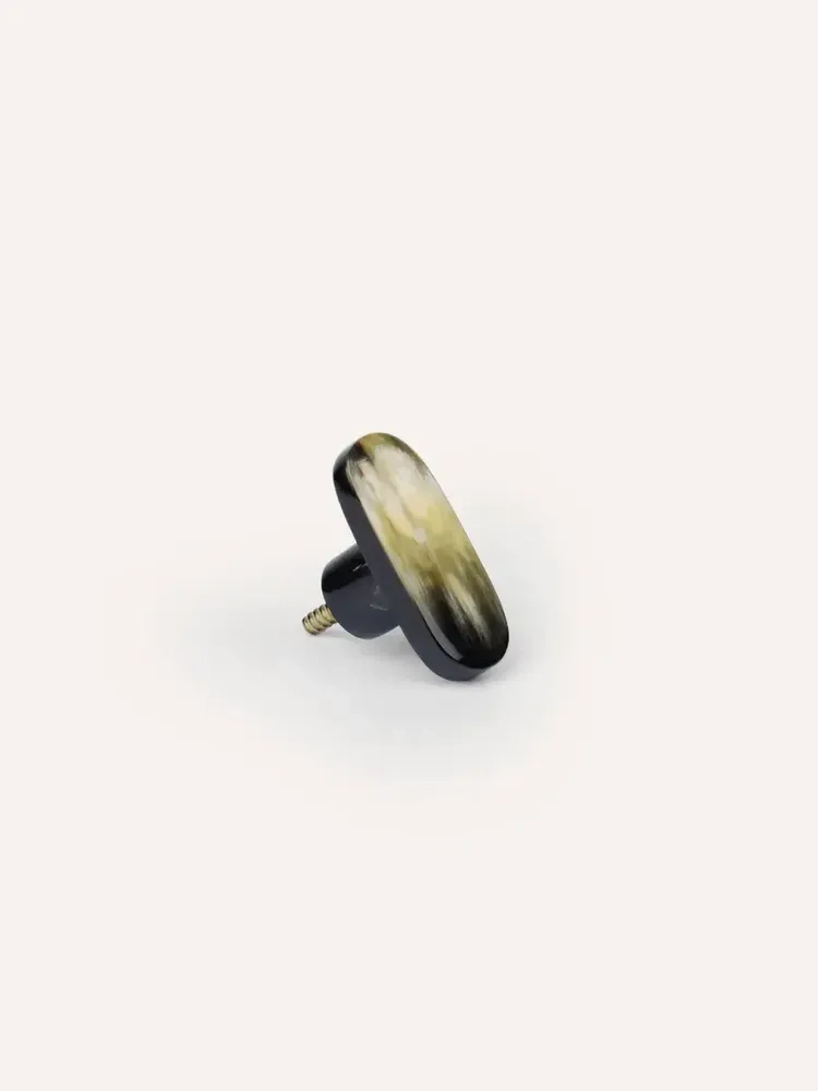 Mounting accessories - Oval furniture knob, green natural stone, F - L INDOCHINEUR X RIVÊT
