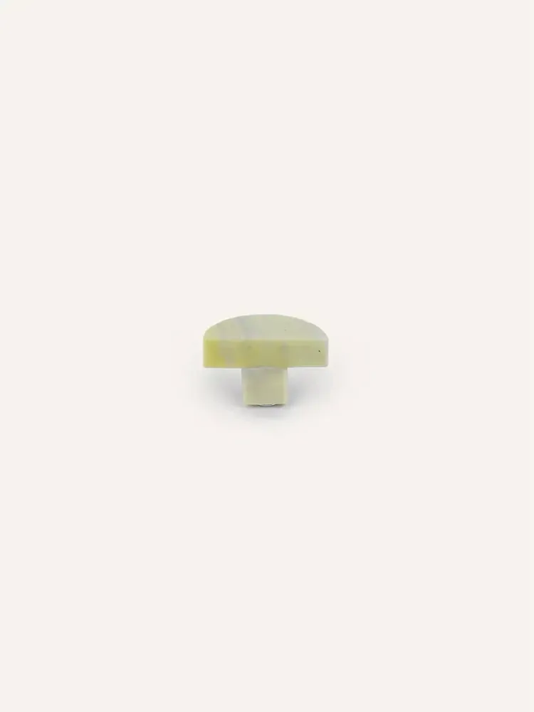 Mounting accessories - Half disc furniture knob, black natural stone, H - L INDOCHINEUR X RIVÊT