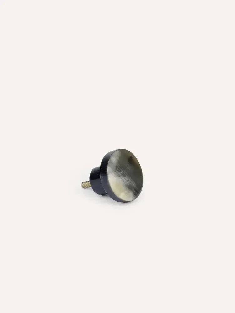 Mounting accessories - Small disc furniture knob, black natural stone, B - L INDOCHINEUR X RIVÊT