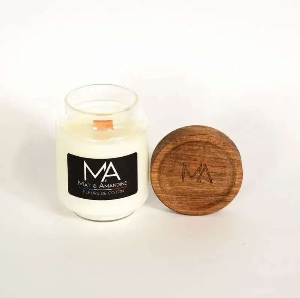 Decorative objects - COTTON FLOWERS - Scented Candle (Small Jar) - MAT AMANDINE