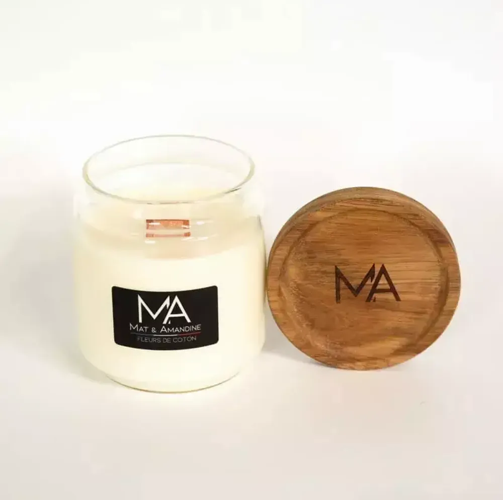 Decorative objects - COTTON FLOWERS - Scented Candle (Medium Jar) - MAT AMANDINE