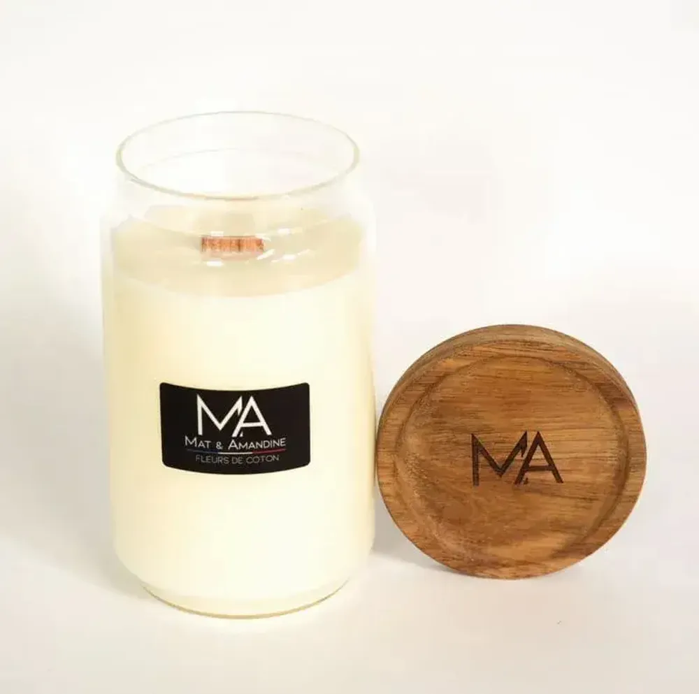 Decorative objects - COTTON FLOWERS — Scented Candle (Large Jar) - MAT AMANDINE