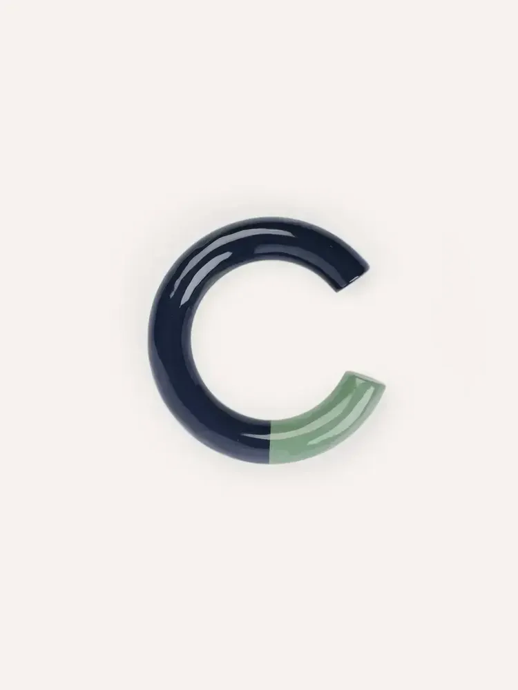 Bracelets - Thick wooden cuff bracelet, orange, light blue and sand lacquer, size M - L INDOCHINEUR X RIVÊT