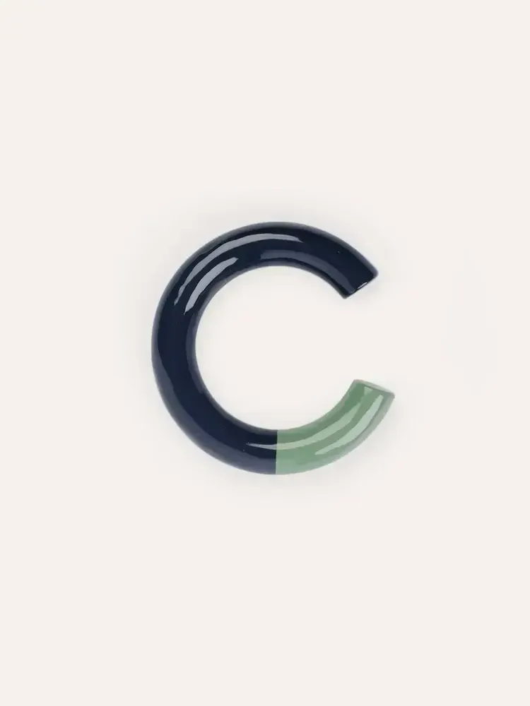 Bracelets - Thick wooden cuff bracelet, orange, light blue and sand lacquer, size M - L INDOCHINEUR X RIVÊT