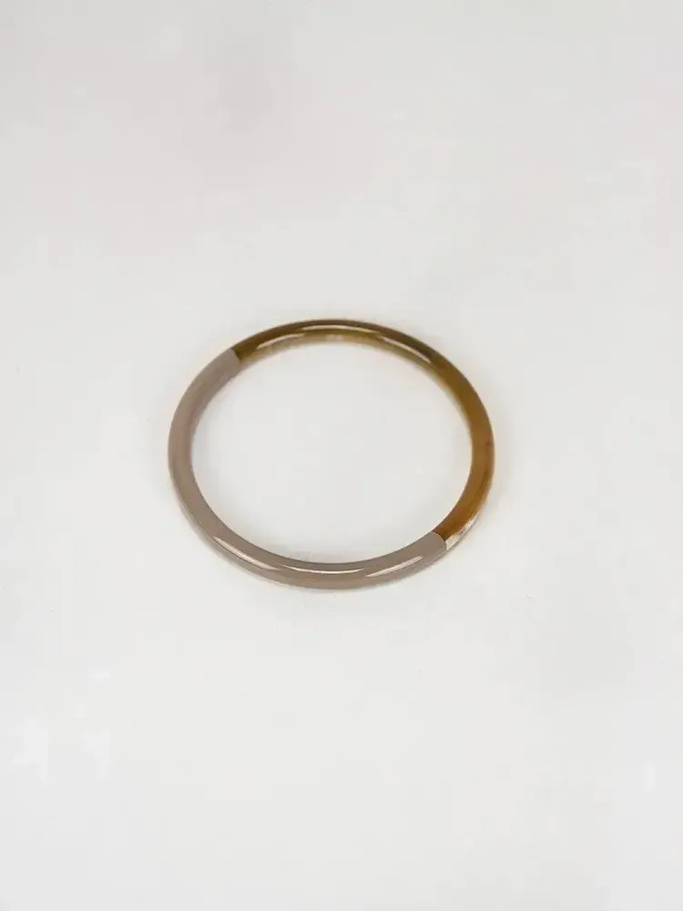 Bracelets - Single thin bangle in blond horn and light blue lacquer size S - L INDOCHINEUR X RIVÊT