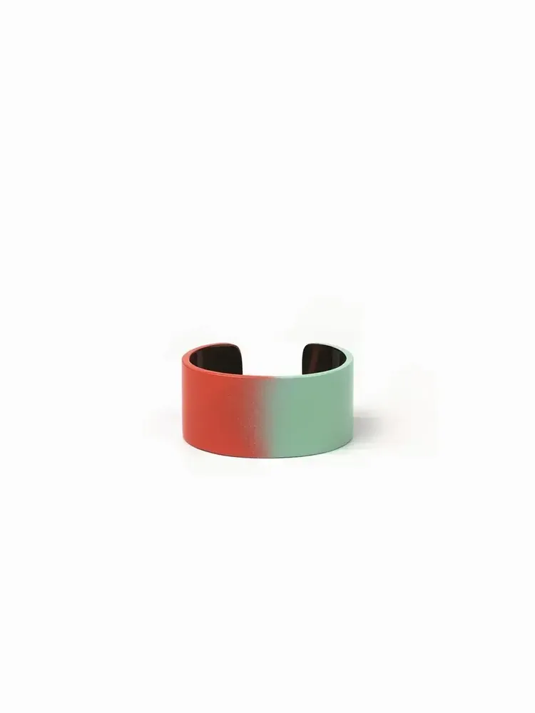 Bracelets - Manchette fine laquée fondu orange vert taille M - L INDOCHINEUR X RIVÊT