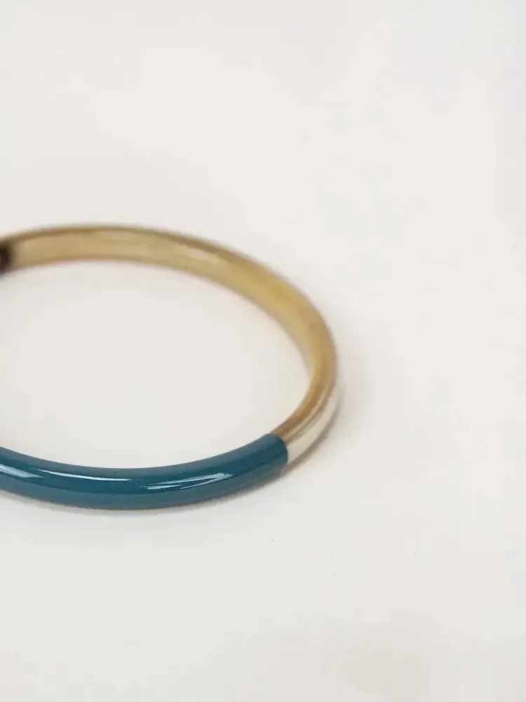 Bracelets - Single thin bangle in blond horn and Peach lacquer size M - L INDOCHINEUR X RIVÊT