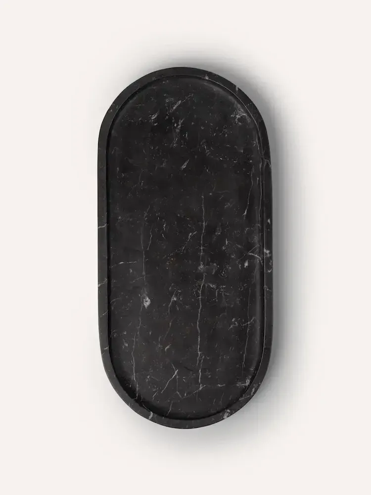 Plateaux - Plateau oval en marbre noir L - L INDOCHINEUR X RIVÊT