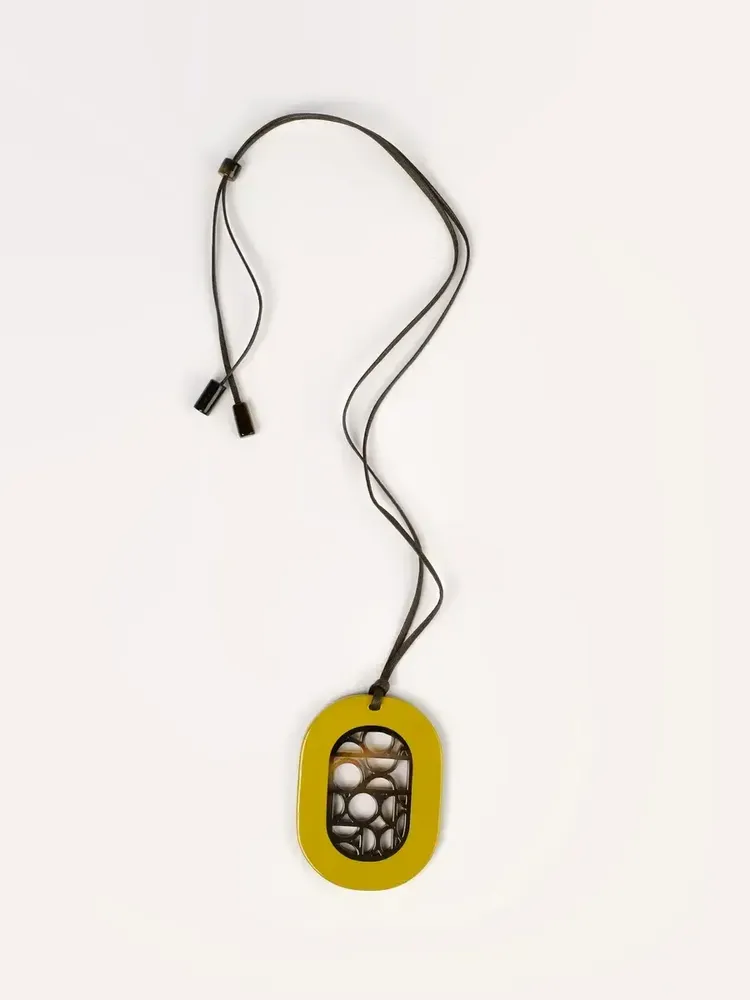 Jewelry - Bauhaus oval pendant in buffalo hoof and bronze lacquer - L INDOCHINEUR X RIVÊT