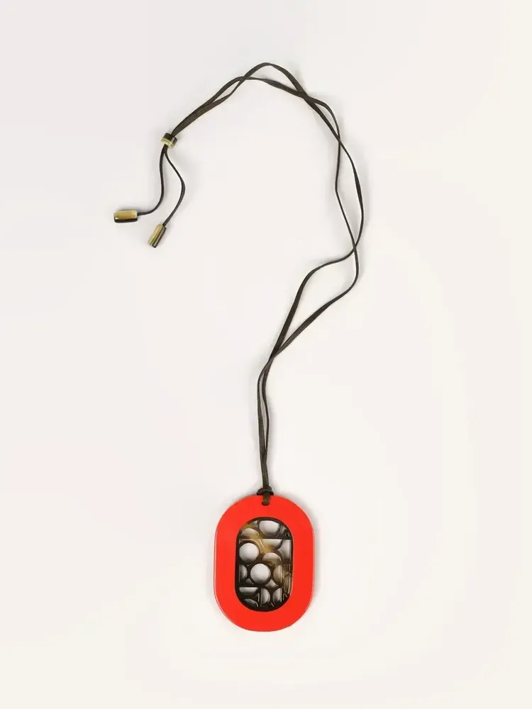 Jewelry - Bauhaus oval pendant in buffalo hoof and bronze lacquer - L INDOCHINEUR X RIVÊT