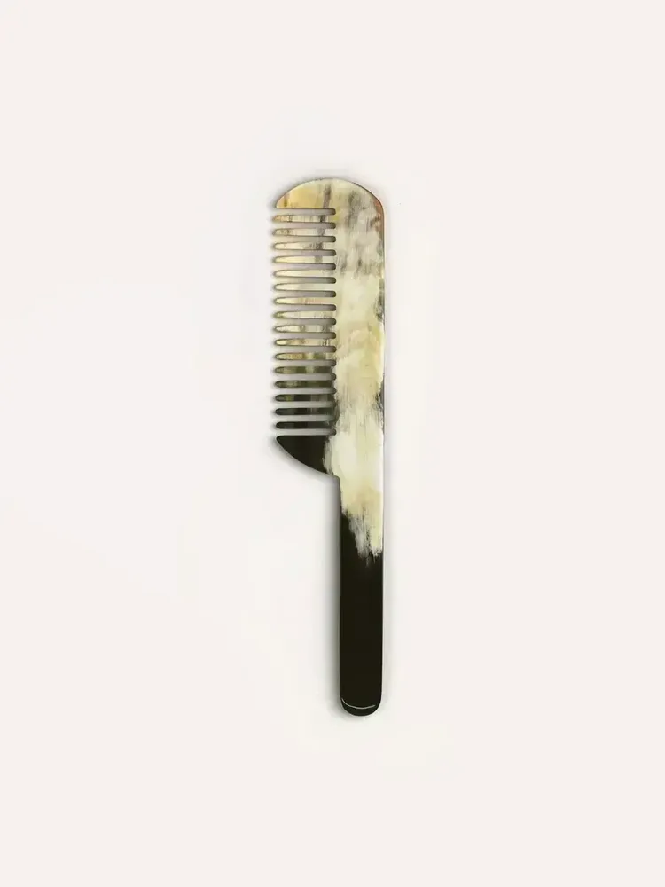 Hair accessories - Detangling comb with marbled black horn handle - L INDOCHINEUR X RIVÊT