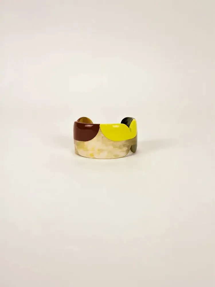 Bracelets - Nymph cuff in blond horn and orange lacquer, size M - L INDOCHINEUR X RIVÊT