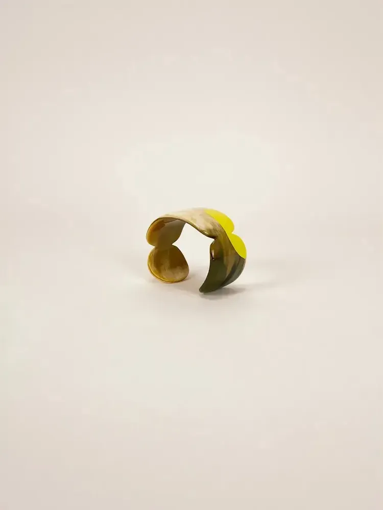 Bracelets - Nymph cuff in blond horn and orange lacquer, size M - L INDOCHINEUR X RIVÊT