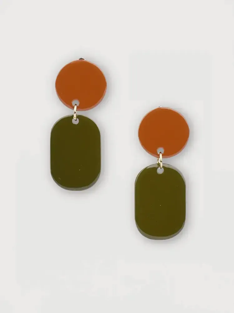 Bijoux - Mini Créoles clips Totem en corne blonde et laque Orange - L INDOCHINEUR X RIVÊT