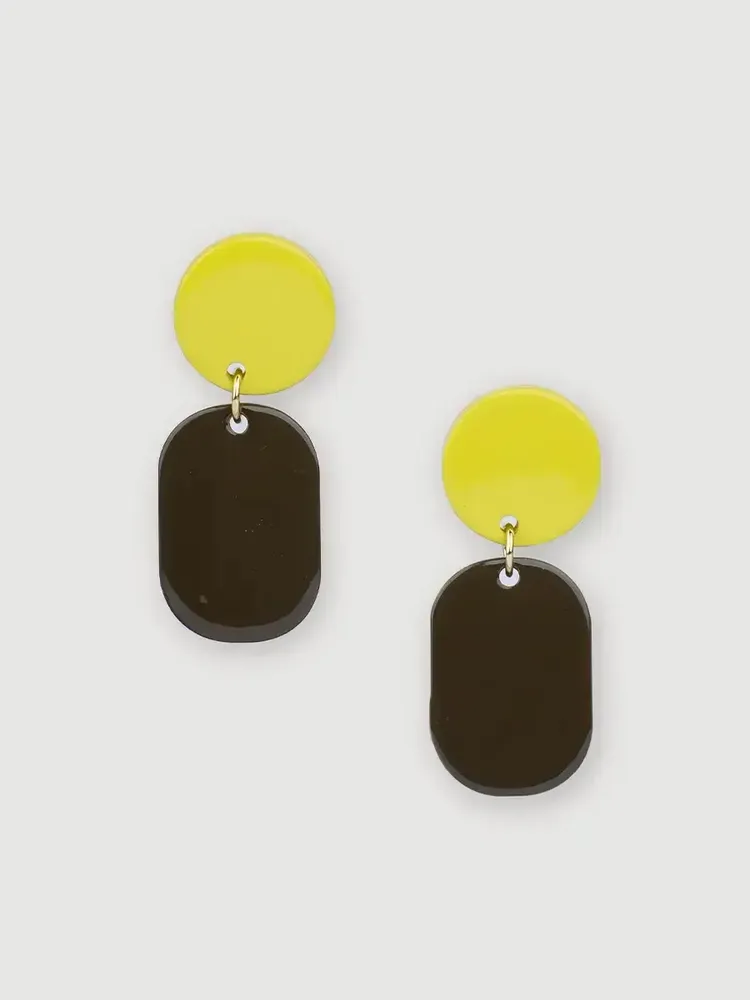 Bijoux - Mini Créoles clips Totem en corne blonde et laque Orange - L INDOCHINEUR X RIVÊT