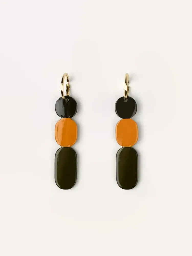 Bijoux - Créoles 70 Totem en corne blonde et laque Orange - L INDOCHINEUR X RIVÊT