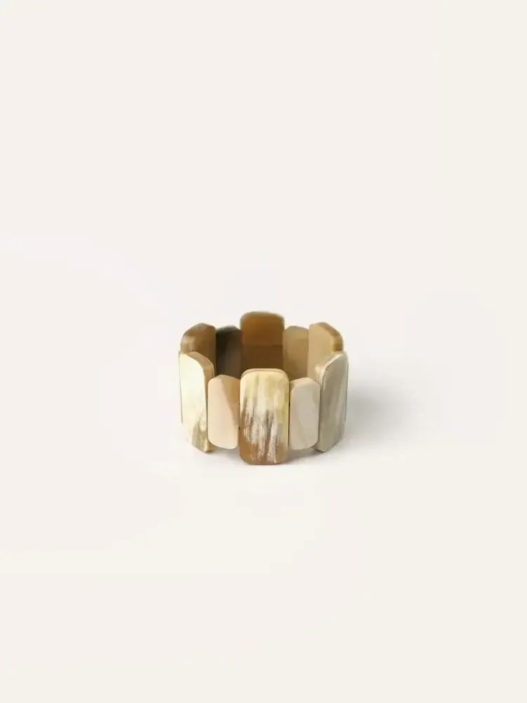 Bracelets - Articulated bracelet rectangular pieces in black African horn - L INDOCHINEUR X RIVÊT
