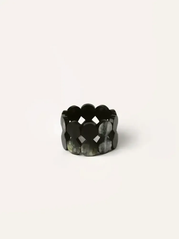 Bracelets - Articulated bracelet with 2 crown pieces in blond horn - L INDOCHINEUR X RIVÊT