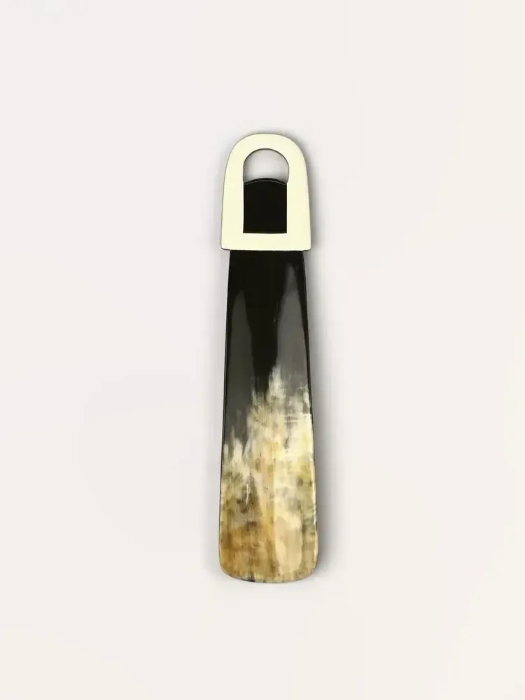 Shoes - Small shoehorn in marbled black horn and ivory lacquer - L INDOCHINEUR X RIVÊT