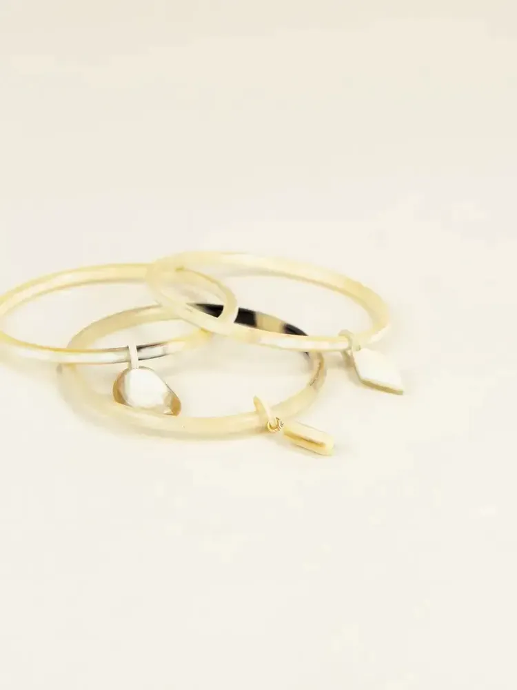 Bracelets - Set de 3 joncs à breloques en sabot et laque tricolore taille S - L INDOCHINEUR X RIVÊT