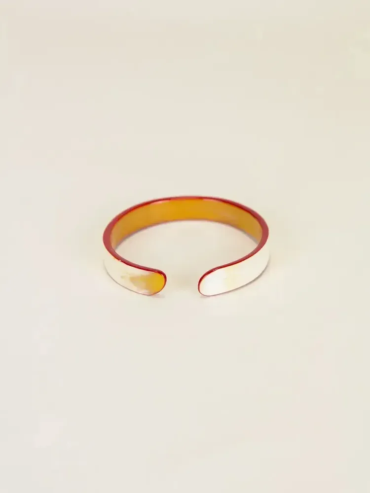 Bracelets - Bracelet in blond horn and red lacquer, size S - L INDOCHINEUR X RIVÊT