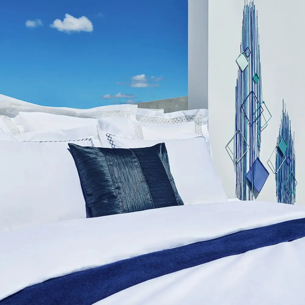 Linge de lit - Ensemble de housse de couette de luxe Belvedere Collection, bleu marin - CROWN GOOSE