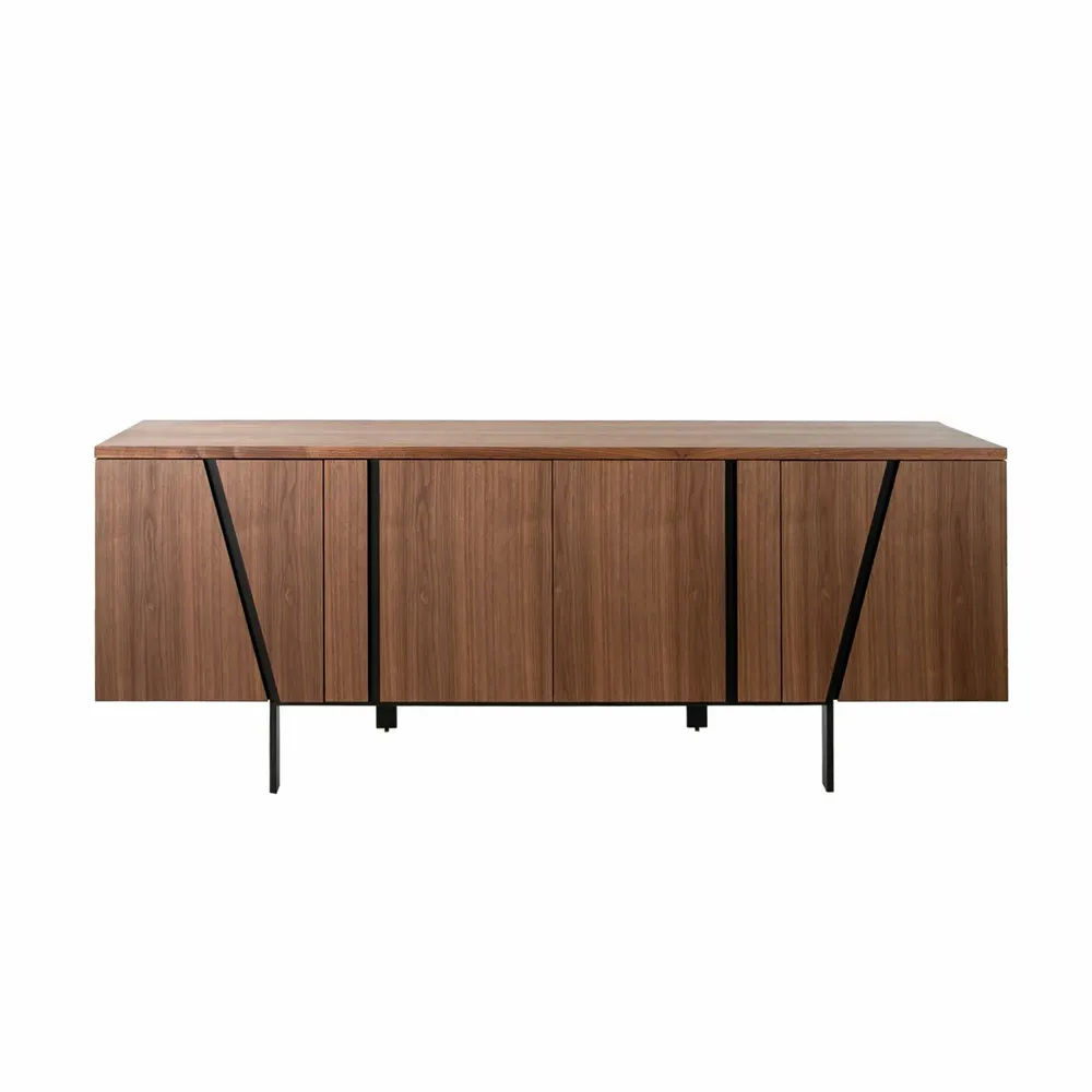 Sideboards - Walnut and black steel sideboard - ANGEL CERDÁ