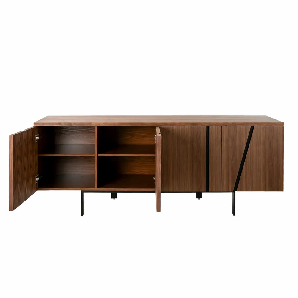 Sideboards - Walnut and black steel sideboard - ANGEL CERDÁ
