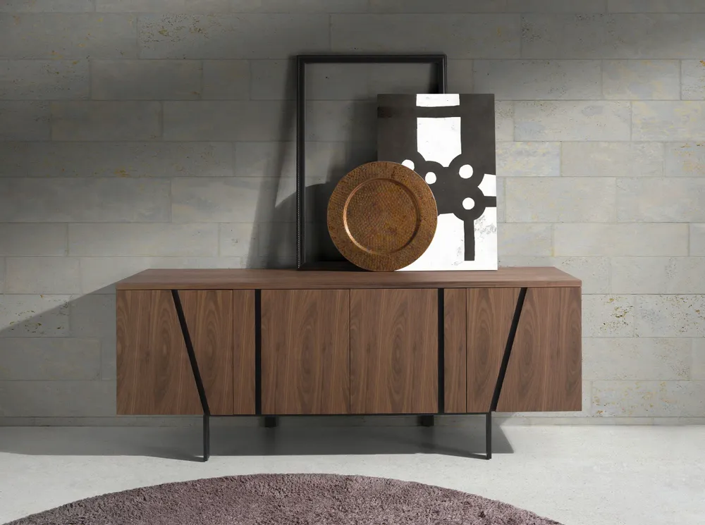 Sideboards - Walnut and black steel sideboard - ANGEL CERDÁ