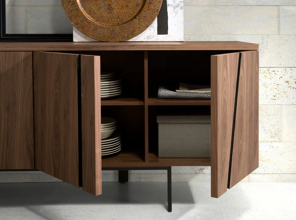 Sideboards - Walnut and black steel sideboard - ANGEL CERDÁ