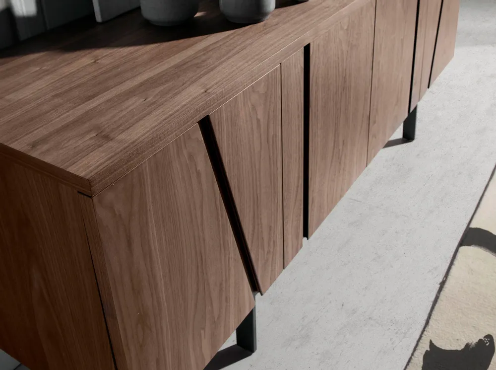 Sideboards - Walnut and black steel sideboard - ANGEL CERDÁ