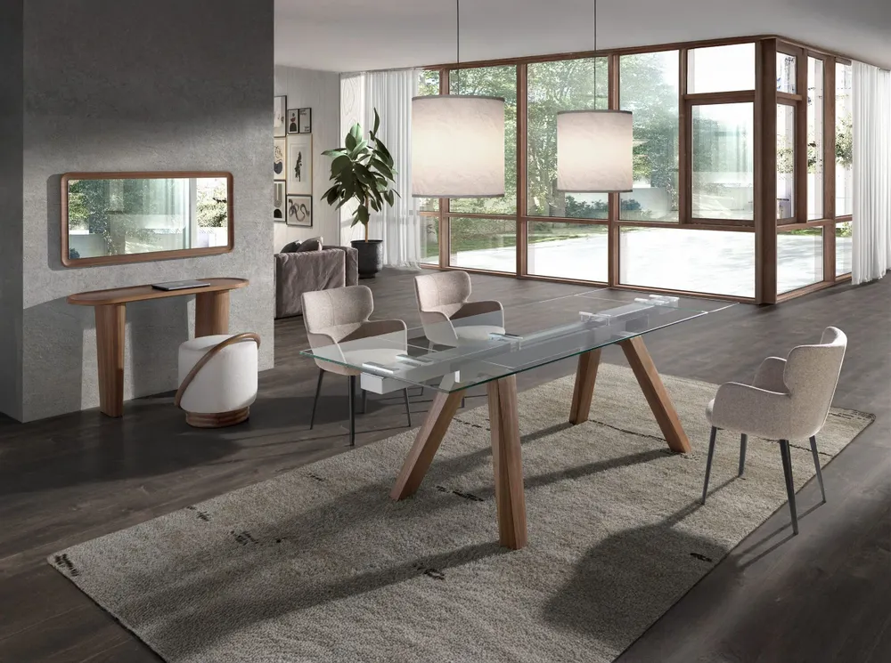 Dining Tables - Rectangular tempered glass extending dining table - ANGEL CERDÁ