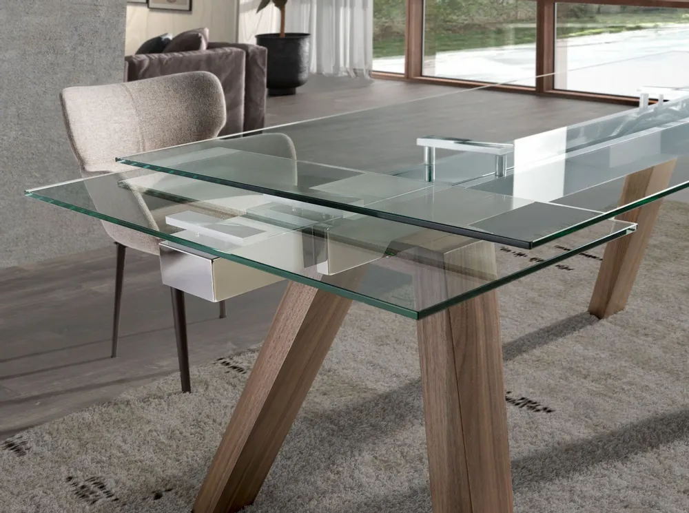 Dining Tables - Rectangular tempered glass extending dining table - ANGEL CERDÁ