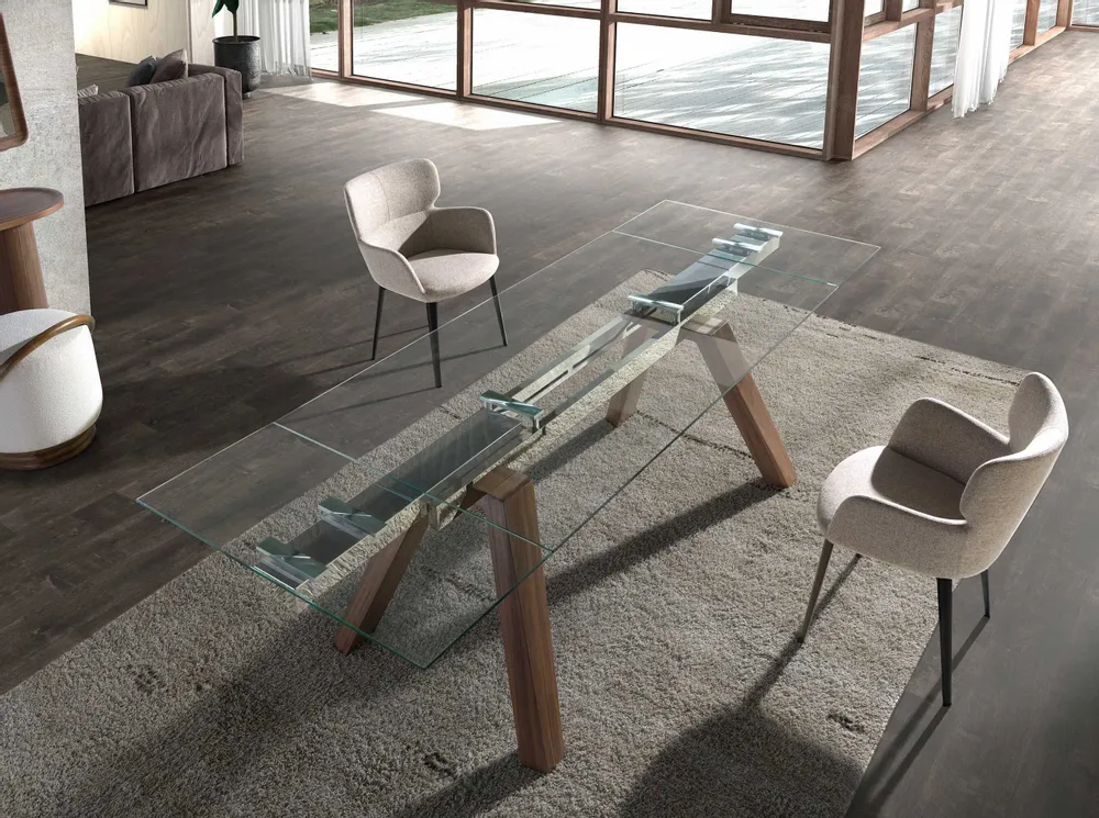 Dining Tables - Rectangular tempered glass extending dining table - ANGEL CERDÁ