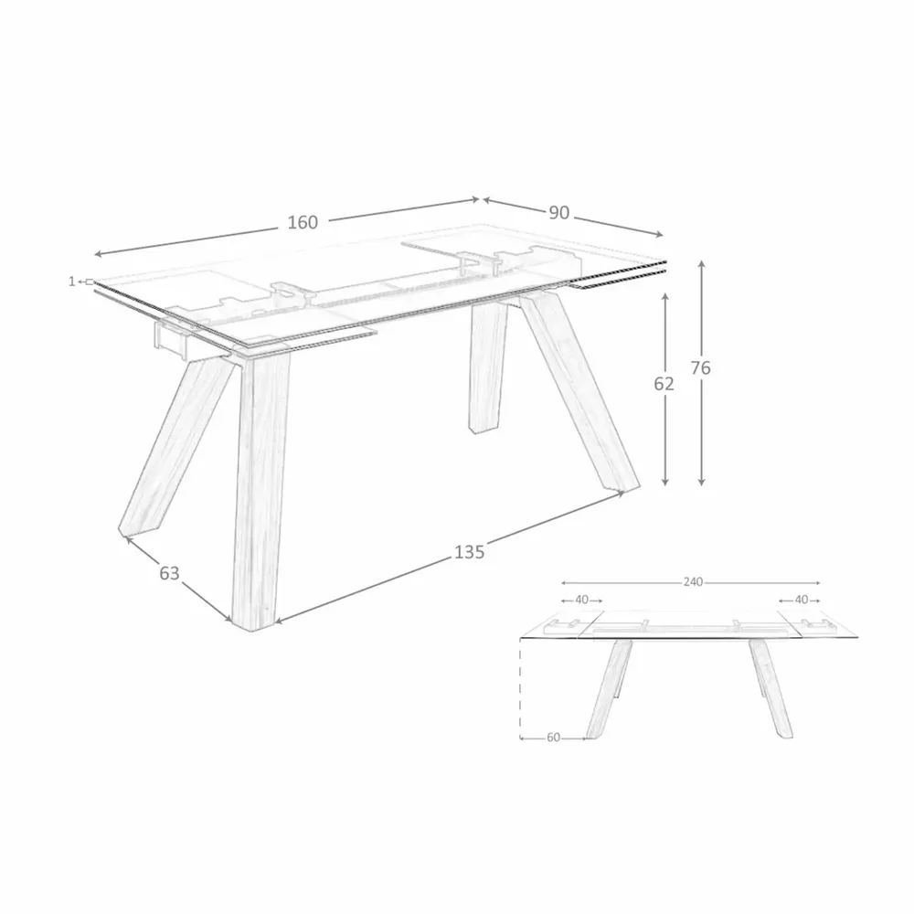 Dining Tables - Rectangular tempered glass extending dining table - ANGEL CERDÁ