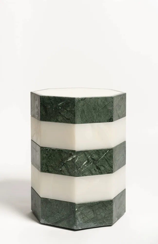 Coffee tables - Marble & Natural Stone Side Table — Gisou Bicolour - STUDIO GAÏA