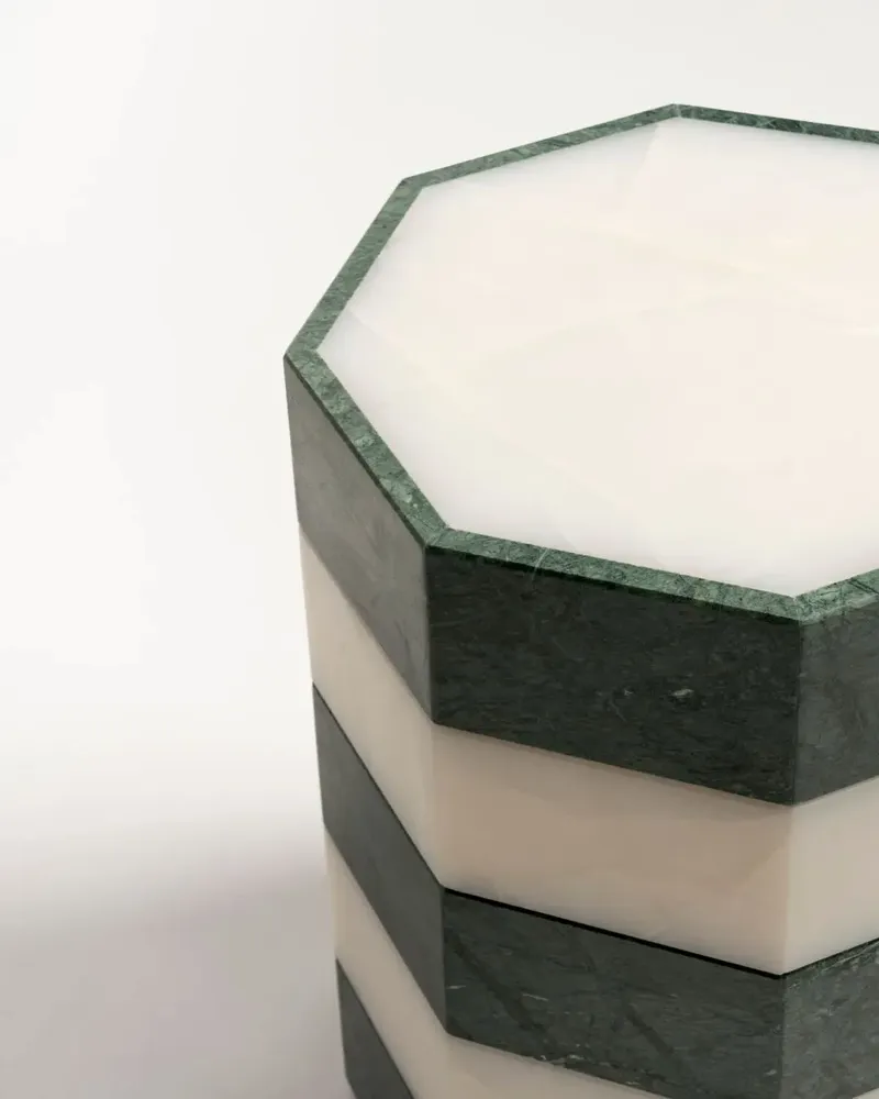 Coffee tables - Marble & Natural Stone Side Table — Gisou Bicolour - STUDIO GAÏA