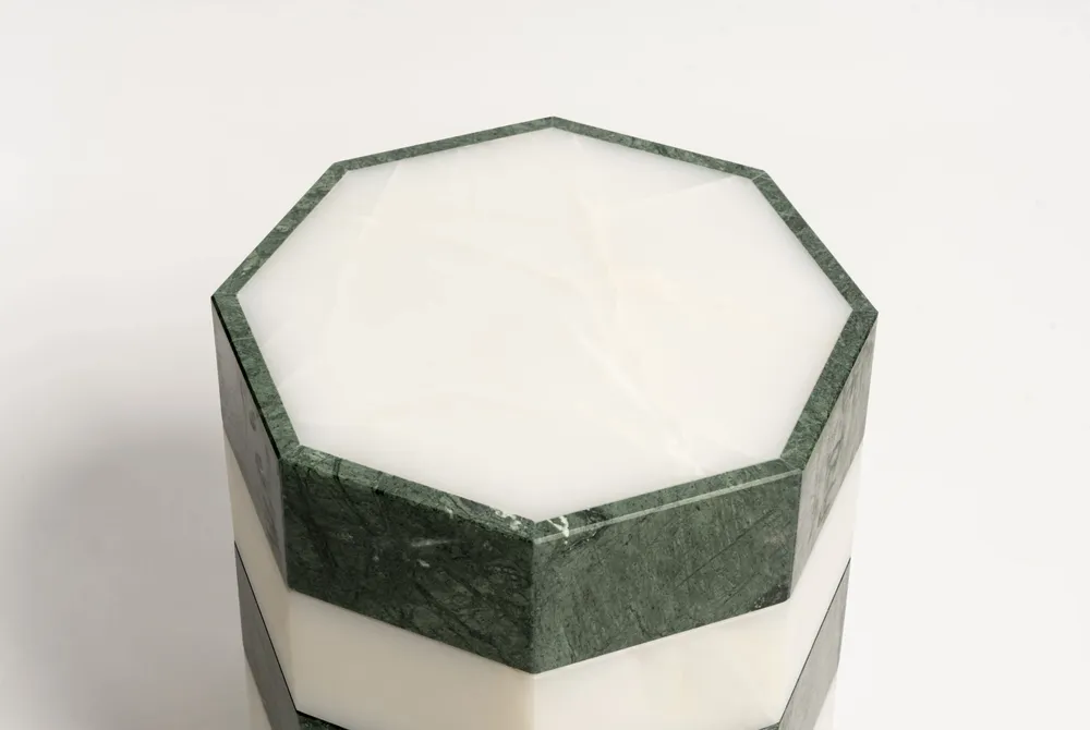 Coffee tables - Marble & Natural Stone Side Table — Gisou Bicolour - STUDIO GAÏA