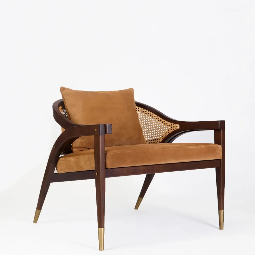Armchairs - Wormley Armchair in Stained Ash Timber and Nobuk - DUISTT